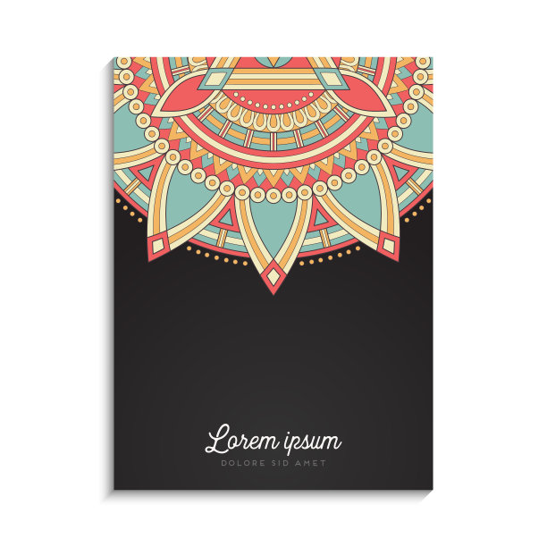 色彩丰富的背景与曼陀罗设计图片下载