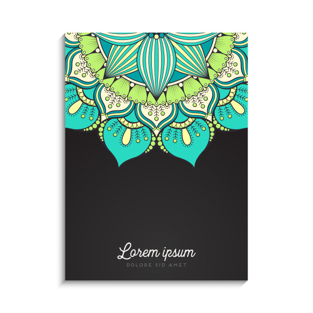 色彩丰富的背景与曼陀罗设计图片下载