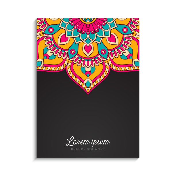 色彩丰富的背景与曼陀罗设计图片下载