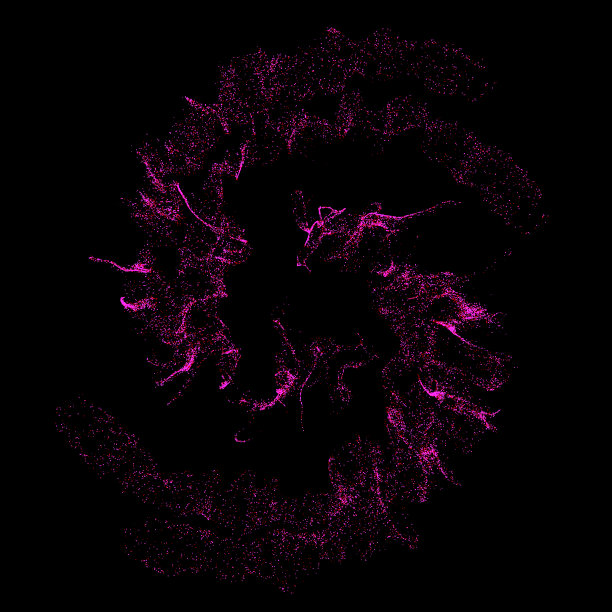 粉红色的粒子漩涡在黑色的背景。图片下载