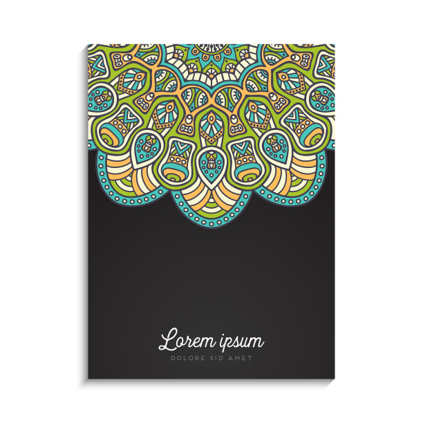 色彩丰富的背景与曼陀罗设计图片下载