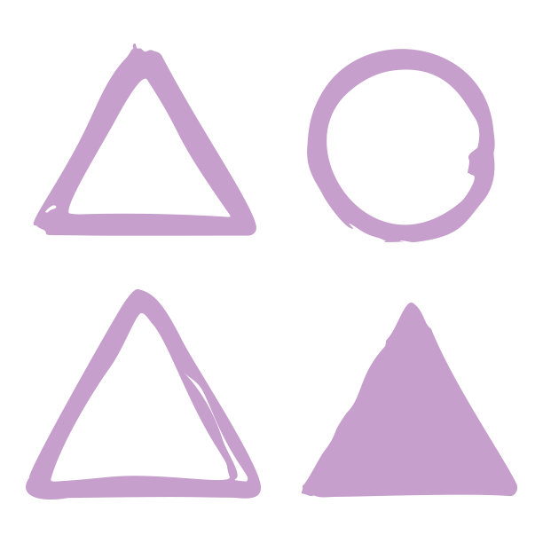 三角形，圆圈，抽象的手工矢量形状。空的中心图片下载