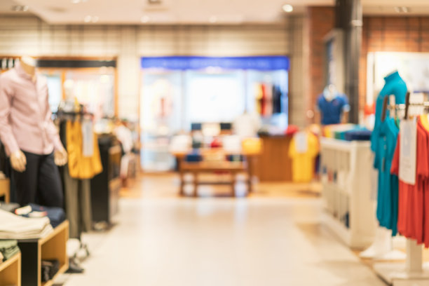 摘要Shopping Mall室内服装店背景模糊图片下载