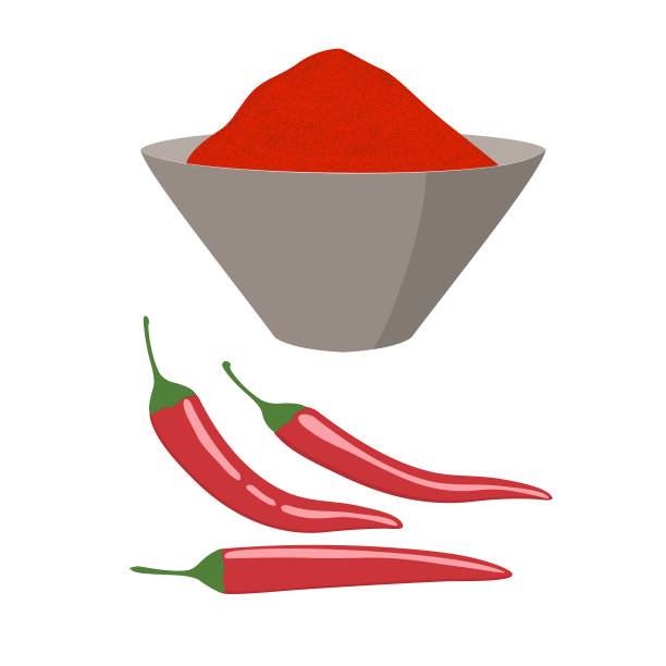 红辣椒。一罐红辣椒和研磨在一个碗在白色的背景。香料。孤立的矢量图像上的白色背景。平的风格。剪纸艺术图片下载