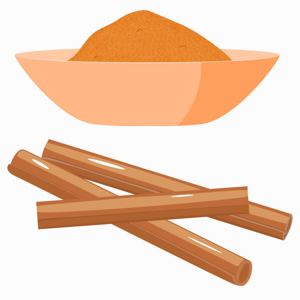肉桂。白色背景上的肉桂棒和粉末。香料。孤立的矢量图像上的白色背景。平的风格。剪纸艺术图片下载