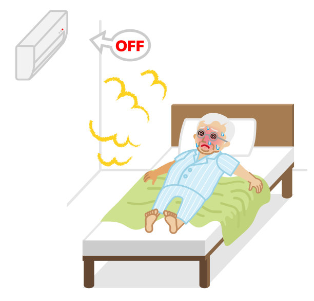 老人忍受着闷热的卧室-空调关闭图片下载