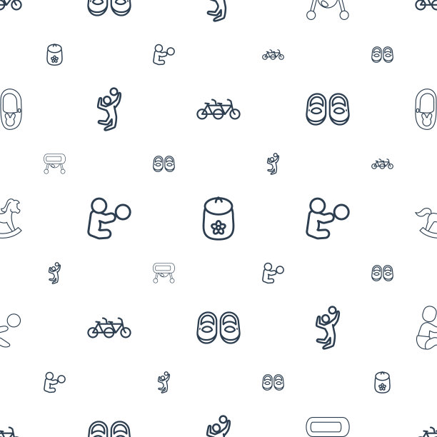 儿童图标模式无缝白色背景图片下载