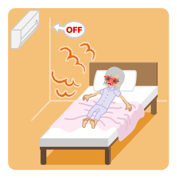女主忍受着闷热的床房-空调关机，橙色背景色图片下载