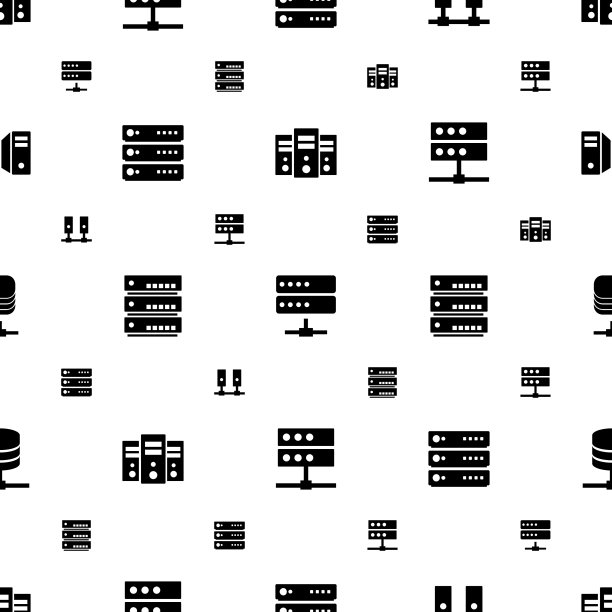 数据中心图标模式无缝白色背景图片下载