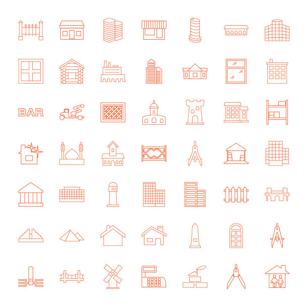 49建筑图标图片下载