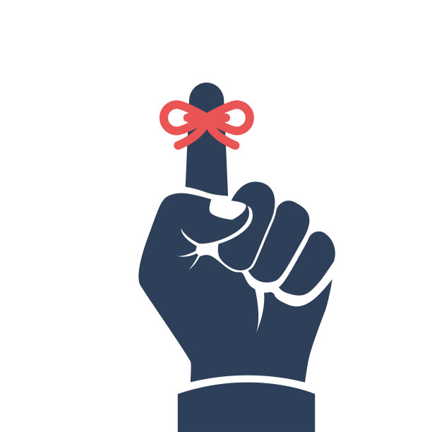 提醒黑图标。食指与红丝带矢量图片下载