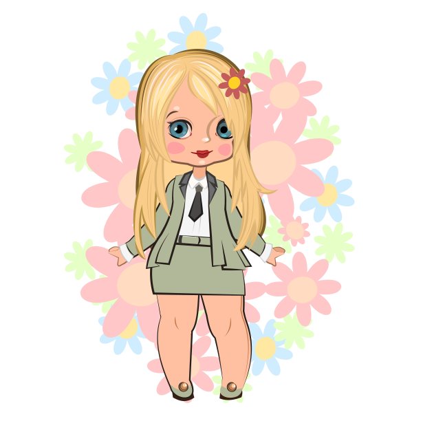 穿西装打领带的小女孩。漂亮时尚的孩子。白色背景上的孤立物体。矢量图图片下载