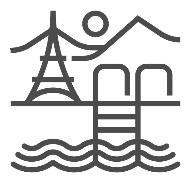 旅游业方块线条矢量图标图片下载