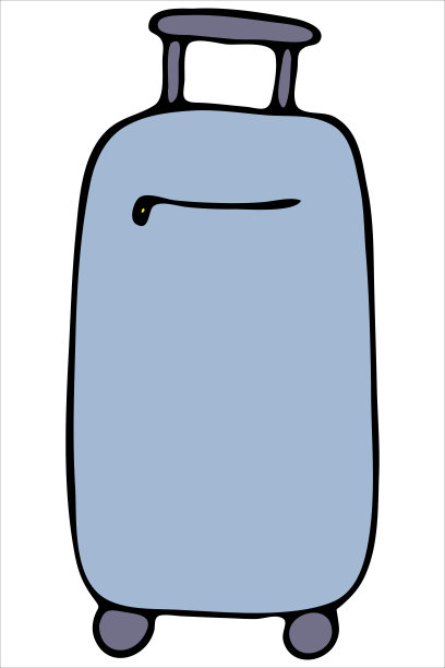 蓝色度假旅行旅行箱，矢量彩色涂鸦元素图片下载