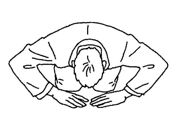 一个商人跪着的简单触摸插图图片下载