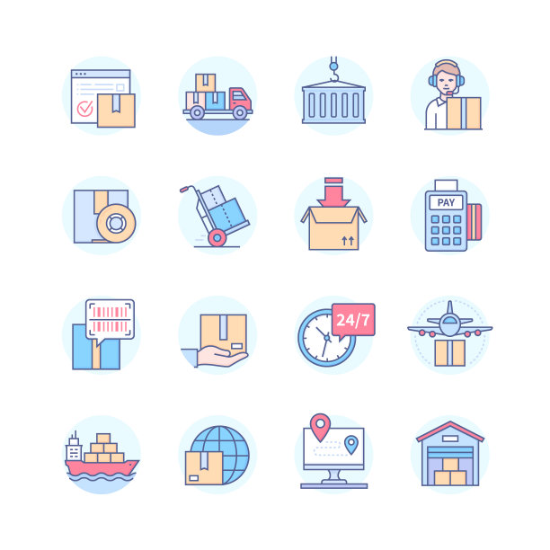 物流配送服务-系列设计风格图标集图片下载