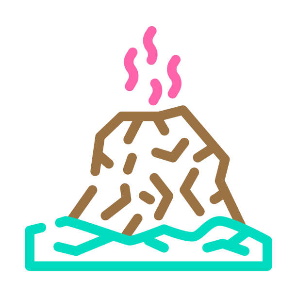 喷发灾难彩色图标矢量插图图片下载