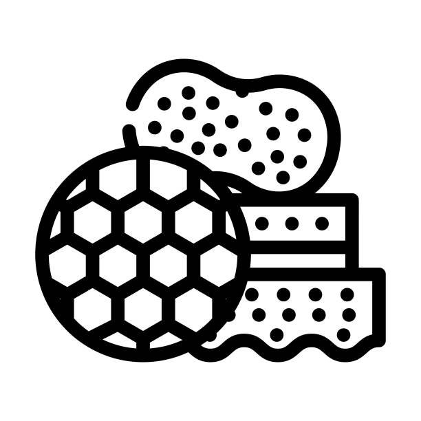 不同海绵的汽车抛光线图标矢量插图图片下载