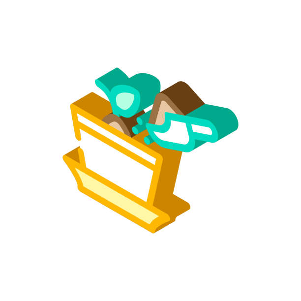 盆栽植物与堆肥等距图标矢量插图图片下载