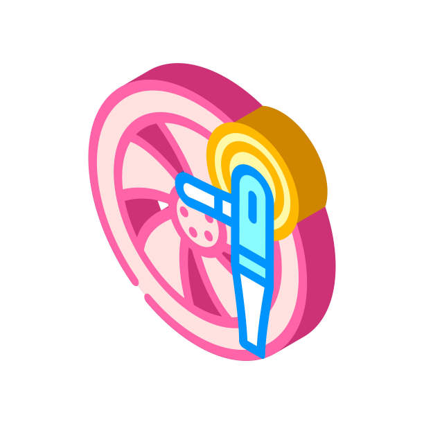 车轮盘汽车抛光等角图标矢量插图图片下载