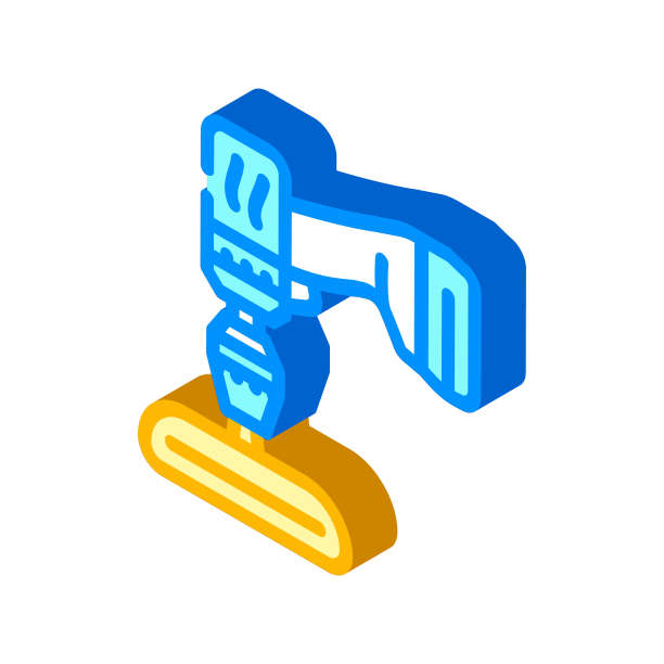 螺丝刀附件的汽车抛光等距图标矢量插图图片下载