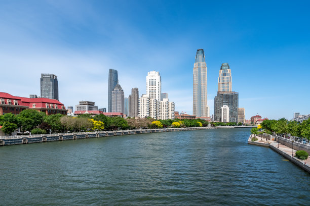 天津海河沿岸城市建筑街景图片下载