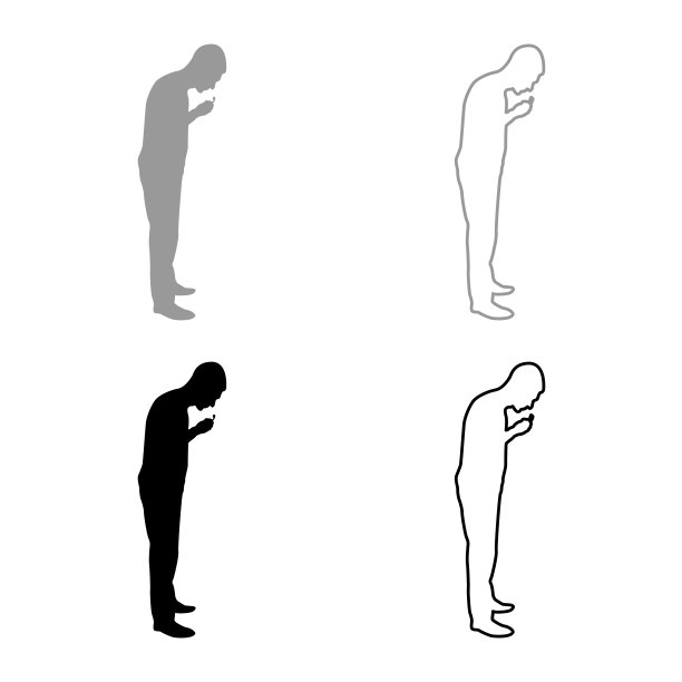 男士清洁牙齿男士刷牙手握牙刷照顾健康口腔卫生健康的生活方式概念早上例行牙齿保健剪影灰色黑色矢量插图固体轮廓风格形象图片下载