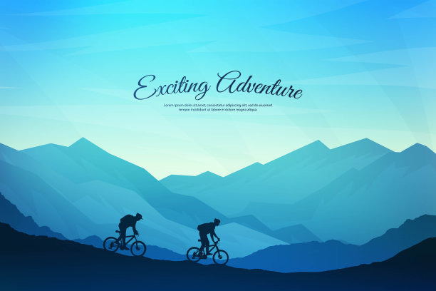 矢量背景与游客。发现、探索、观察自然的旅游理念。徒步旅行。旅行者背包攀爬和旅行手杖。网站模板。平蓝景观图片下载