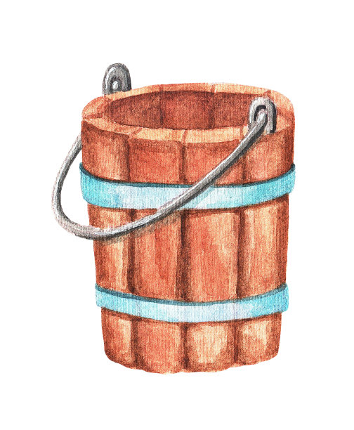 桶。水彩图片下载
