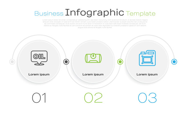 设置线字油、车用油箱、罐式电机。业务信息模板。向量图片下载