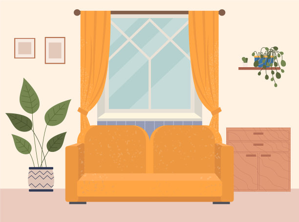 客厅现代家具设计黄色沙发图片下载