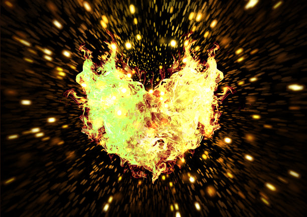 燃烧的火心和黑色的背景图片下载