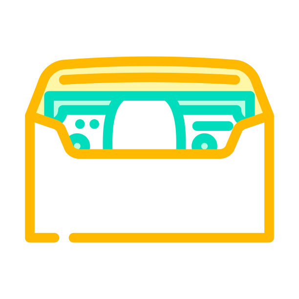 钱在信封颜色图标矢量插图图片下载