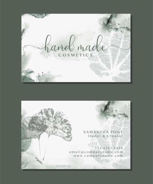 一套访问卡为天然有机草药化妆品。优雅的品牌设计图片下载