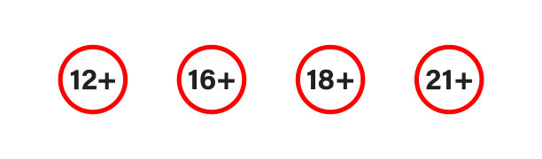 年龄评级集图标隔离年龄限制图片下载