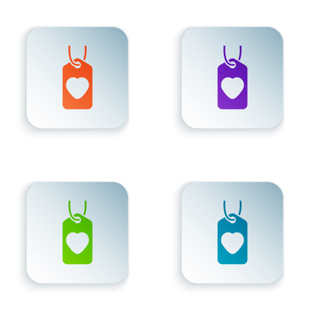 颜色心脏标签图标孤立在白色背景图片下载