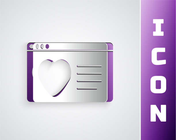 剪纸约会应用在线笔记本概念图标图片下载