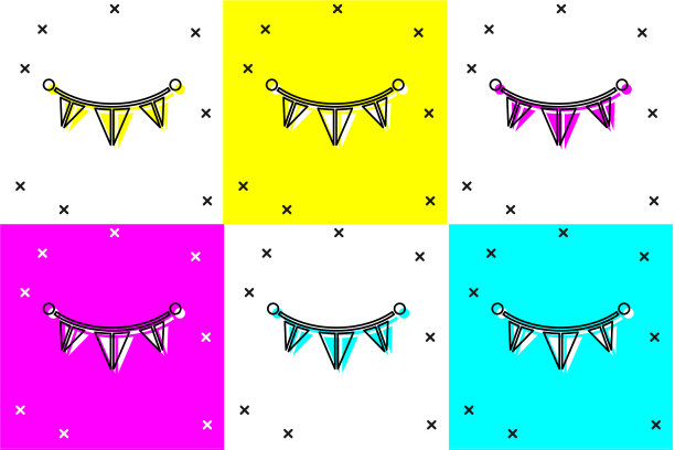 设置狂欢节花环与旗帜图标隔离图片下载