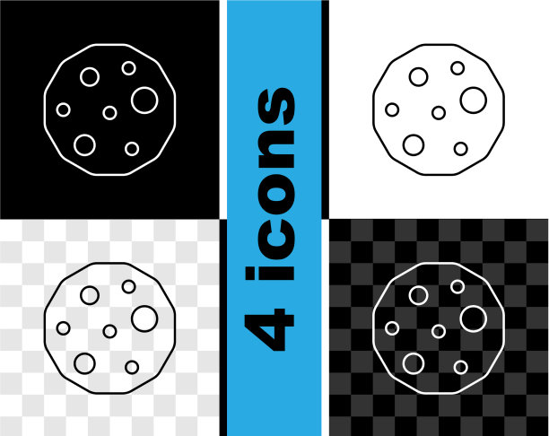 设置线饼干或饼干与巧克力图标图片下载