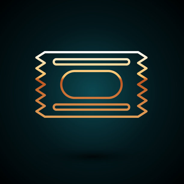 金线马戏团票图标孤立在深蓝色图片下载