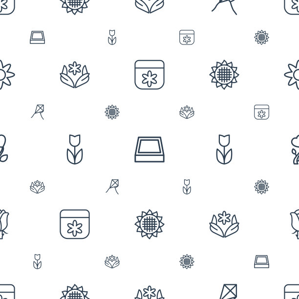 花朵图标图案无缝白色背景图片下载