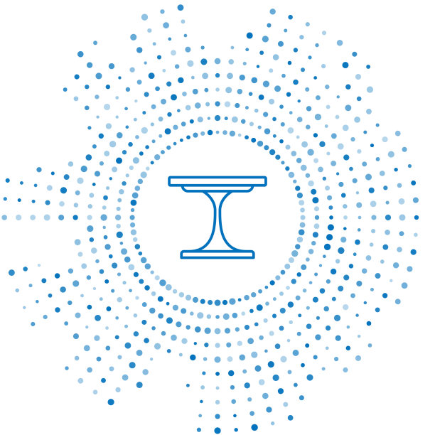 蓝线圆桌图标隔离在白色图片下载