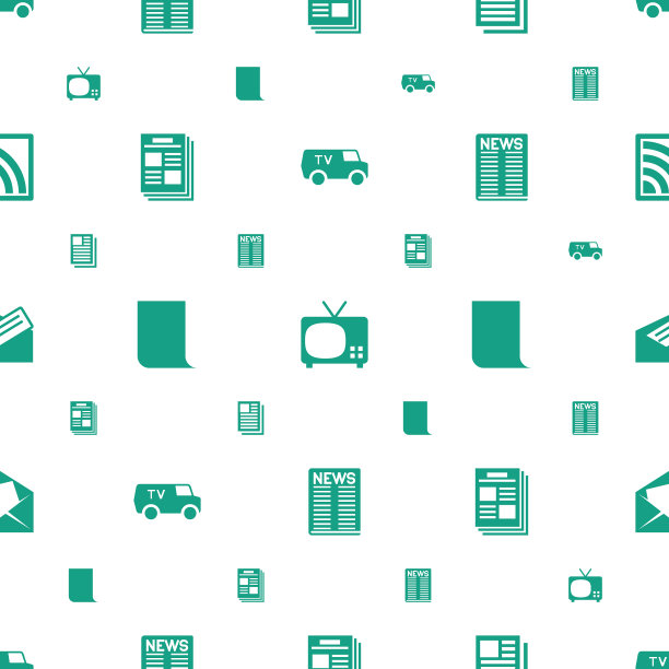 新闻图标图案无缝白色背景图片下载