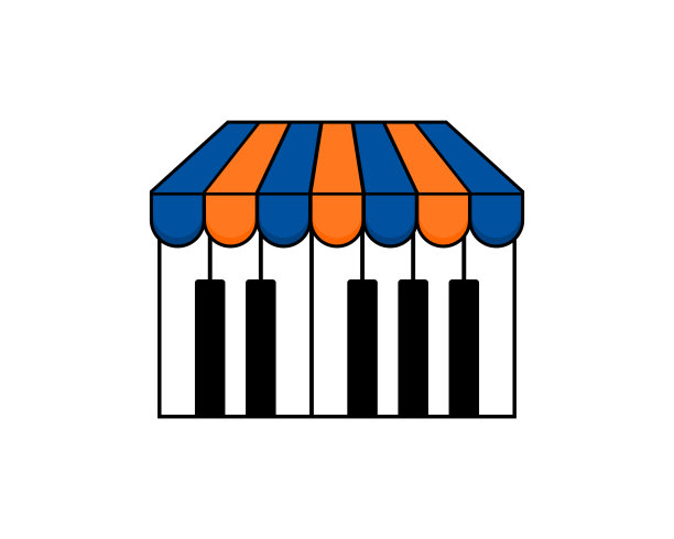 结合钢琴tuts与市场形状的标志图片下载