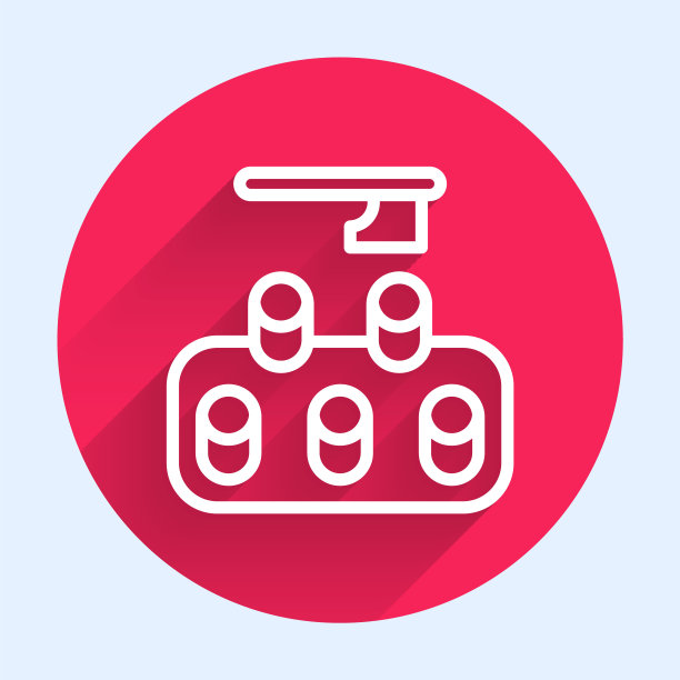 白线森林砍伐图标孤立与长阴影。砍伐森林，破坏木材。对生态和空气污染的危害。红色圆圈按钮。向量图片下载