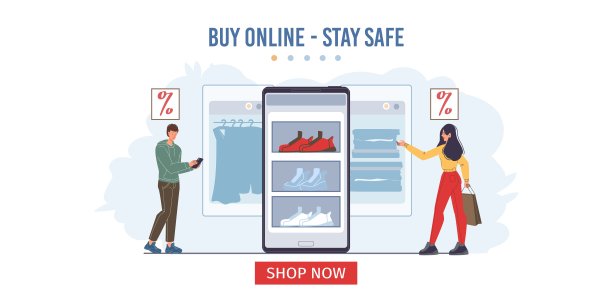 平面卡通人物网上购物销售矢量插图概念图片下载