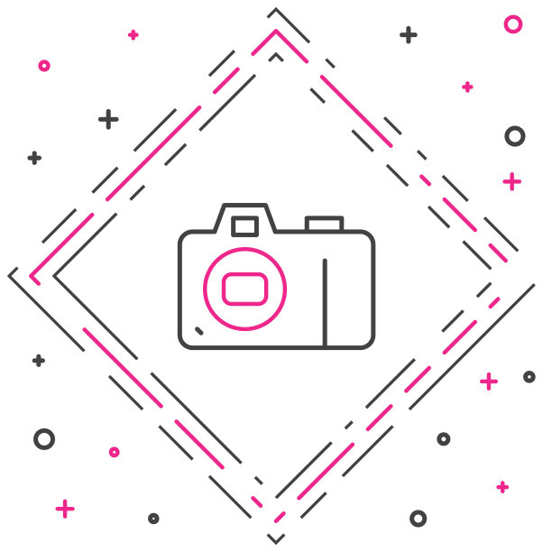 Line Photo相机图标孤立在白色背景上。与相机图标。色彩斑斓的轮廓的概念。向量图片下载