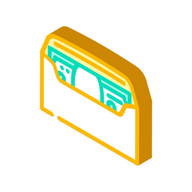 钱在信封等角图标矢量插图图片下载