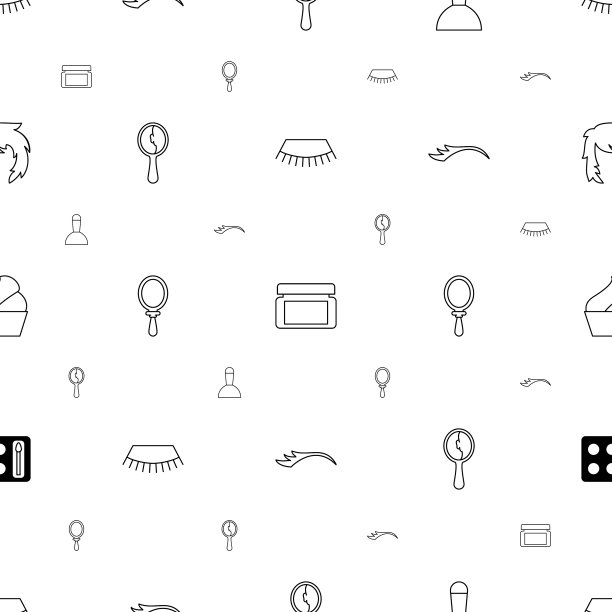 化妆图标图案无缝白色背景图片下载