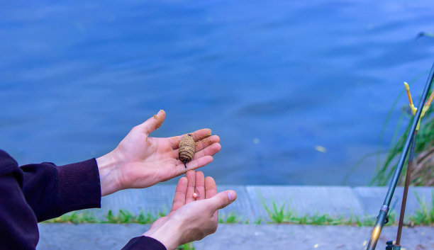 一个人在河边钓鱼，他放了一个鱼饵，选择性地专注于钓鱼。图片下载
